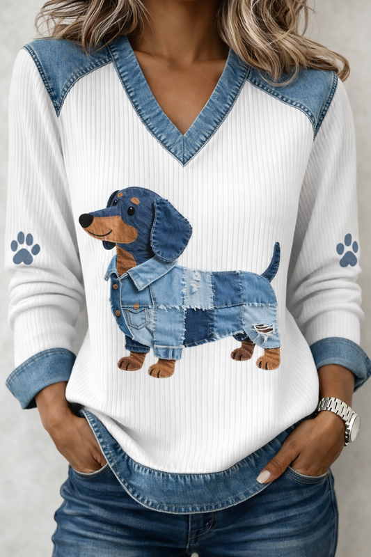 Suéter de Mezclilla Patchwork Artístico