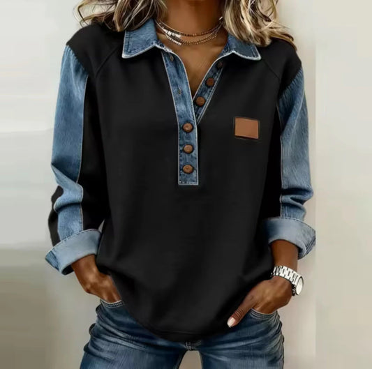 WERONIKA – Sudadera Patchwork de Mujer con Detalle Texturizado